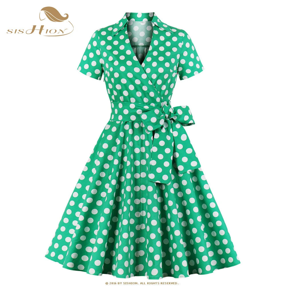 plus size green polka dot dress