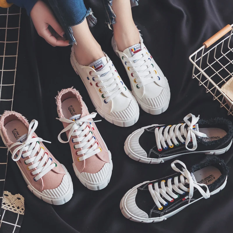Женская белая парусиновая Обувь На Шнуровке однотонные туфли Zapatillas Deportivas Mujer