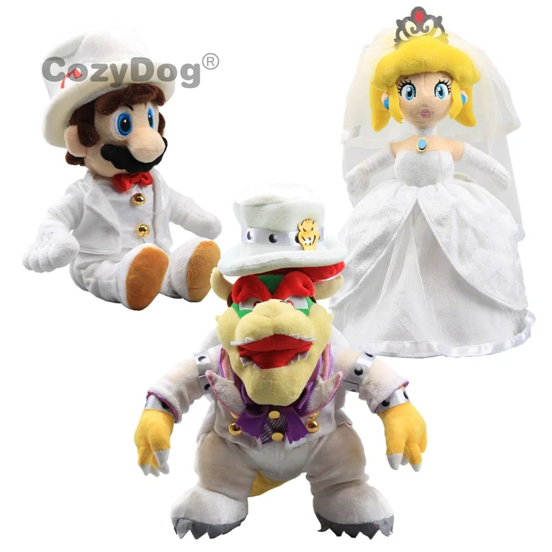 Плюшевые игрушки Марио 33 см принцесса невеста 36 см Koopa и 23 см Жених Марио плюшевые игрушки кукла для малышей Рождественский подарок на день рождения