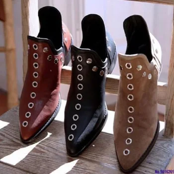 

Martin boots women autumn winter punk ankle boots sexy rivet pointed toe ladies shoes platform vintage casual booties big size