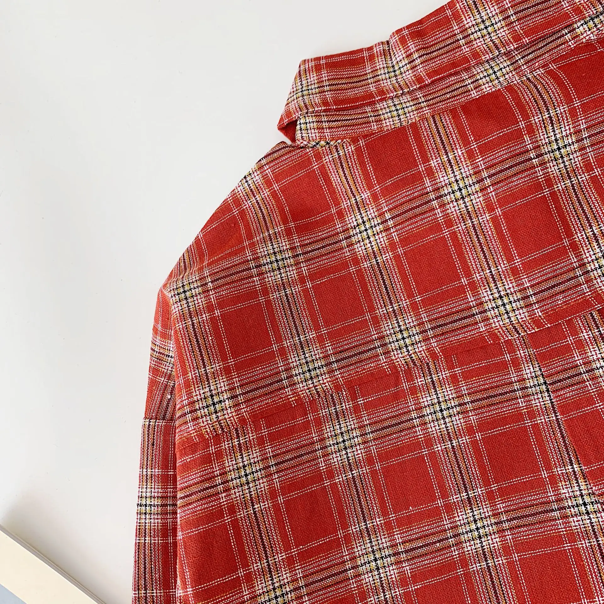 Spring Autumn Unisex Kids Fashion Plaid Shirts Long Sleeve Cotton Casual Tops Baby Girls Blouses Toddlers Kids Clothes LZ565