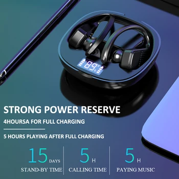 

Wireless Headphones TWS Bluetooth 5.0 Earphones 9D Hifi Stereo Sports Waterproof Headphone LED Display Earphone Ear Hook Headset