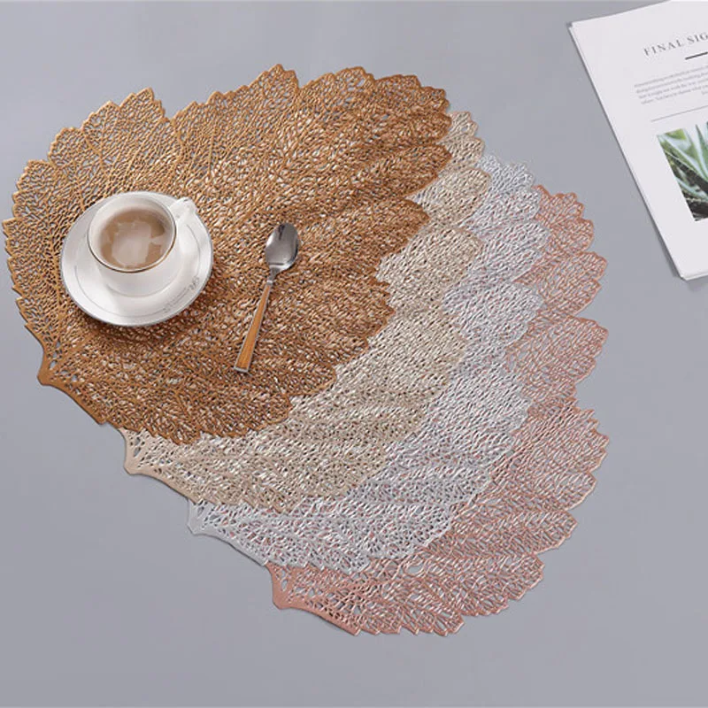 

Placemat for Dining Table Coasters Lotus Leaf Palm Leaf Simulation Plant PVC Cup Coffee Table Mats Kitchen Christmas Home Decor