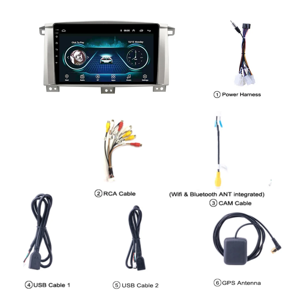 Top Car DVD for Toyota LC 100 Land Cruiser 100 9 inch Android 8.1 GPS Navigation Video Player Support WIFI/FM/TV/Bluetooth/Rear View Camera/Steering Wheel Control/HD/Video Player/USB/Carplay 1