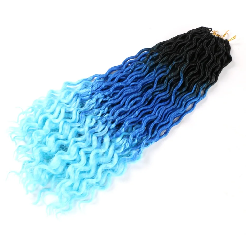Pervado волосы мягкие Faux locs Curly вязание крючком косы синтетические волосы для наращивания 2" 24 пряди/упаковка розовый синий Ombre богиня прическа