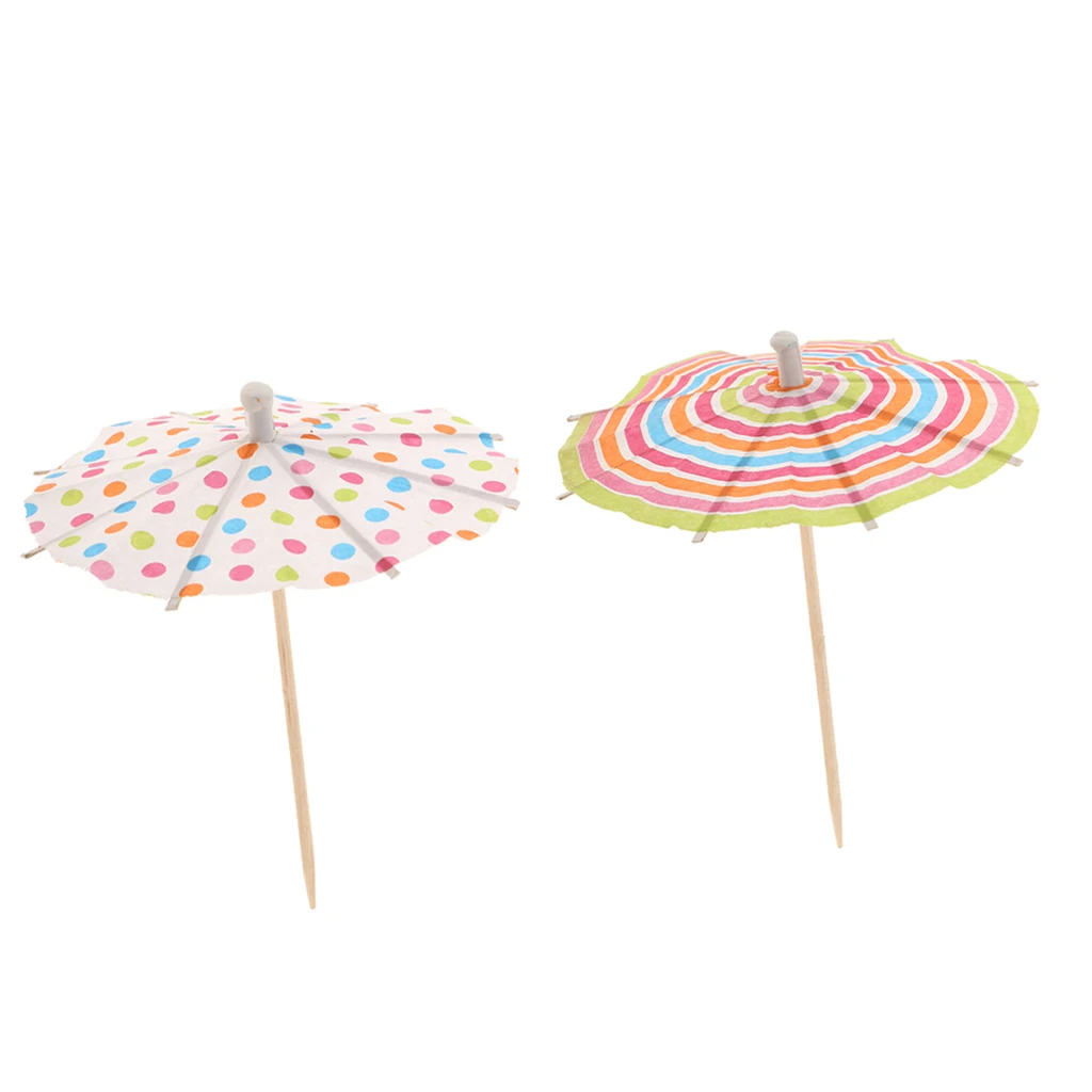 100stk. Cocktail Sticks Cocktail Sticks Toothpick Cake Topper Cupcake Picks With Paper Umbrella Design