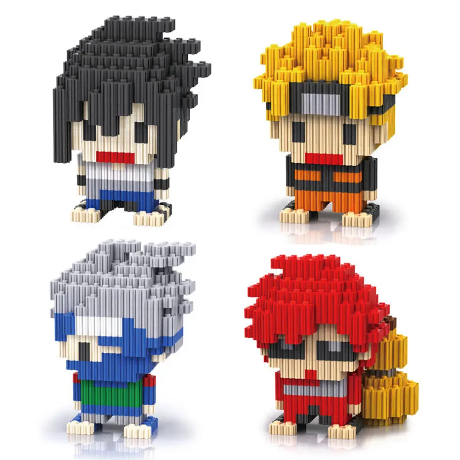 

Anime Naruto Mini Blocks Figure Kakashi Sasuke Gaara Cartoon Model Building Bricks for Children Funny Toys