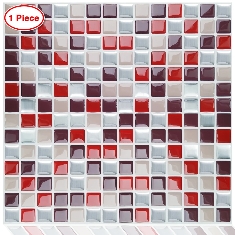 Премиум современный 12x12 дюймов кожура и палка Backsplash плитки красный маленький
