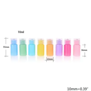 

8Pcs 10ml Macaron Color Refillable Cosmetic Empty Bottles with Clear Flip Lid 11UF