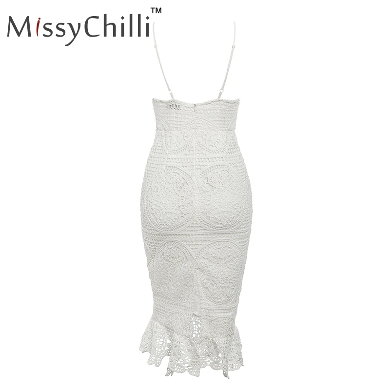 MissyChilli, белое кружевное сексуальное длинное платье с рюшами, женское платье без рукавов, облегающее, вечерние, для клуба, элегантное, Vestidos de fiesta, макси, сарафан