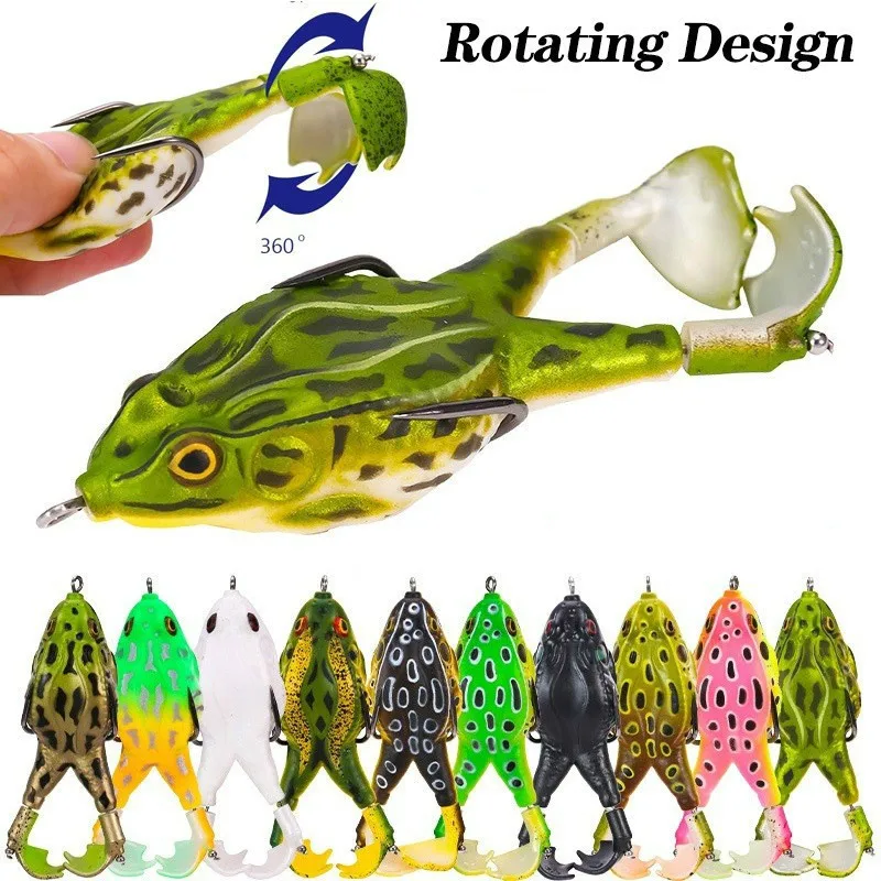 Double Propeller Frog Soft Baits Shad Lure Jigging Fishing Bait Prop Topwater Catfish Silicone Artificial Wobblers | Спорт и