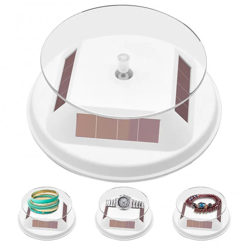

Hot Sales!! Solar Display Stand Turntable Rotating Showcase Collection Shelf for Phones Jewelry Cameras Watches