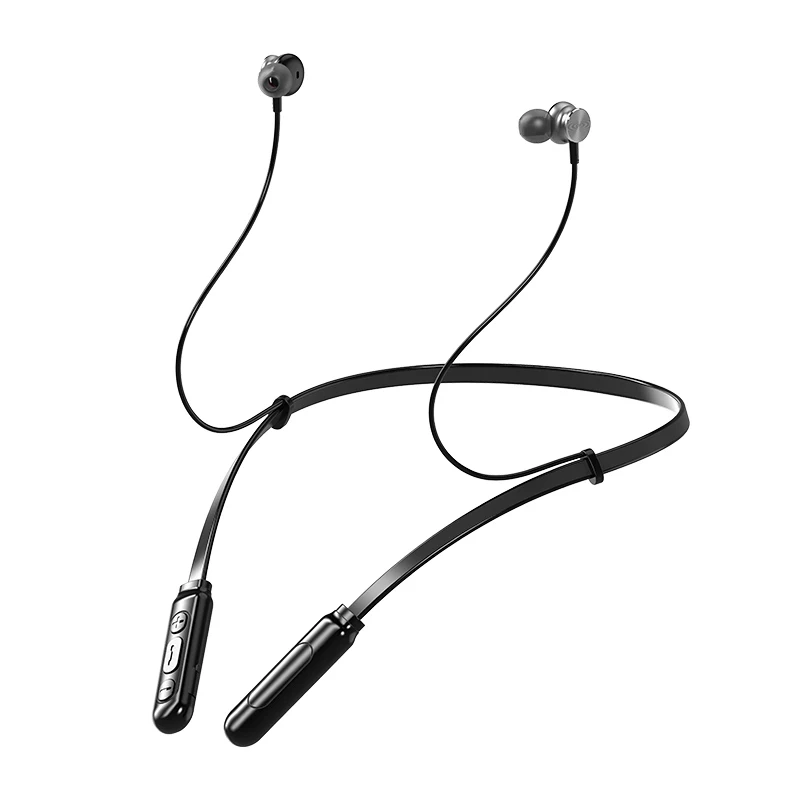 Черный Универсальные беспроводные Bluetooth наушники ожерелье Bluetooth 5,0 спортивные двойные наушники магнитные стерео наушники-вкладыши Висячие шеи - Цвет: Черный
