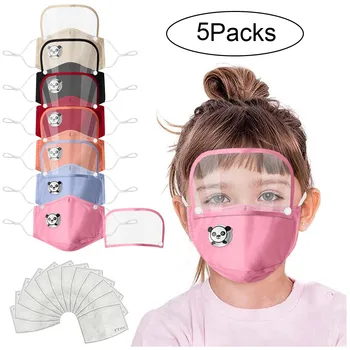 

5*Cotton Kids Face Cover Masks 10*Filter Washable Resuable Masks With Filter And Detachable Eye Shield Washable Mascarillas F86
