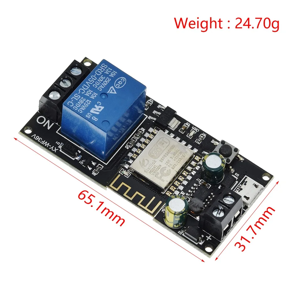 Sinilink WIFI mobile phone remote control relay module DC6V~36V smart home phone APP ESP-12F XY-WF36V