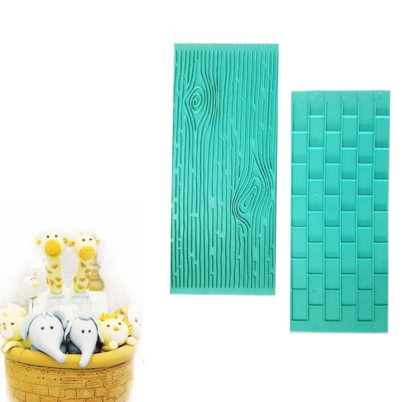 2Pcs/Set Bark Walls Cake Mold Embossed Fondant Brick Wood Grain Bakeware Cutter DIY Mould Pastry Baking Cake Decorating Tools - 3