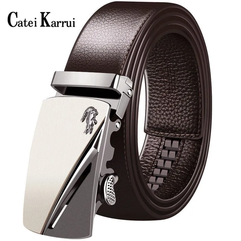 

Catei Karrui Fashion classic vintage men belt High Belt New men's leather Automatic buckle belt casual first layer cowhide men's
