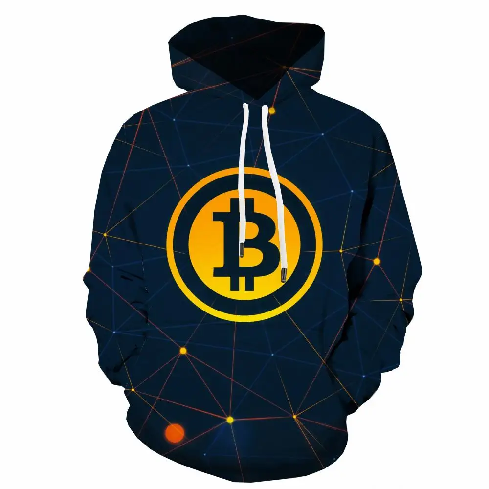 

3d Hoodies Bitcoin Hoodie Men Abstract Hooded Casual Psychedelic Hoodie Print Retro Sweatshirt Printed Long Sleeve Streetwear