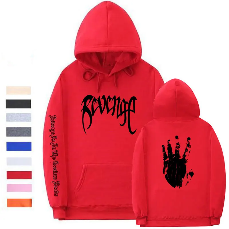 Red-HEI013 Xxxtentacion Revenge винтовые манжеты на резинке толстовки для мужчин/женщин уличная Rapper хип хоп свитер с капюшоном - Цвет: Red-HEI013