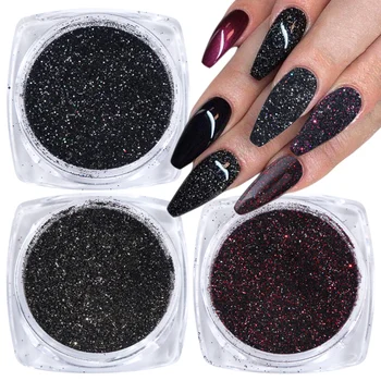 

6 Box Set Dip Powder for Nails Black Red Fine Glitter Chrome Pigments Nail Art Decorations Spangles Mirror Rubing Dust LA1539-04