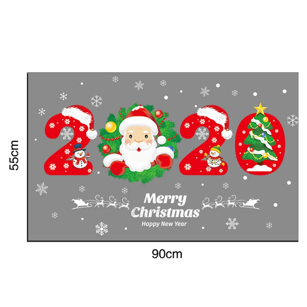 Наклейка на стену с рождественским рисунком Снеговик Санта-Клаус, наклейка на окно, Рождественский подарок на год, домашний декор, наклейка, плакат