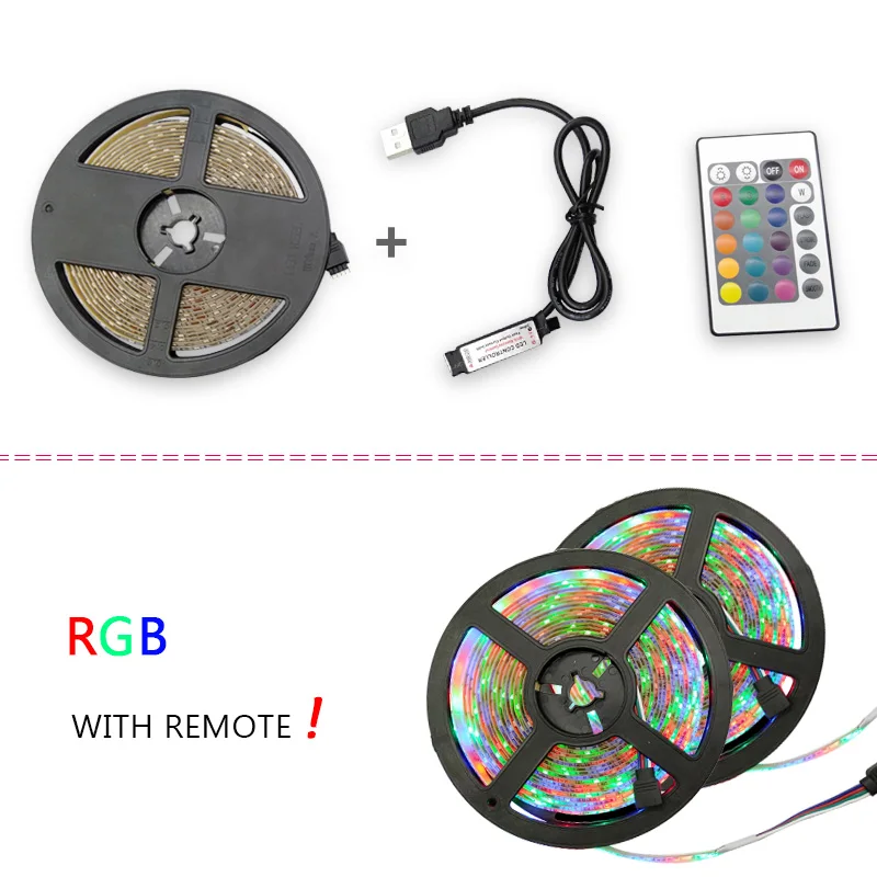 RGB with 24 keys 5V USB силовой светодиодный светильник RGB/белый/теплый белый 2835 3528 SMD HD ТВ Настольный ПК экран подсветка и косой светильник ing 1 м 2 м 3 м 4 м - Испускаемый цвет: RGB with 24 keys