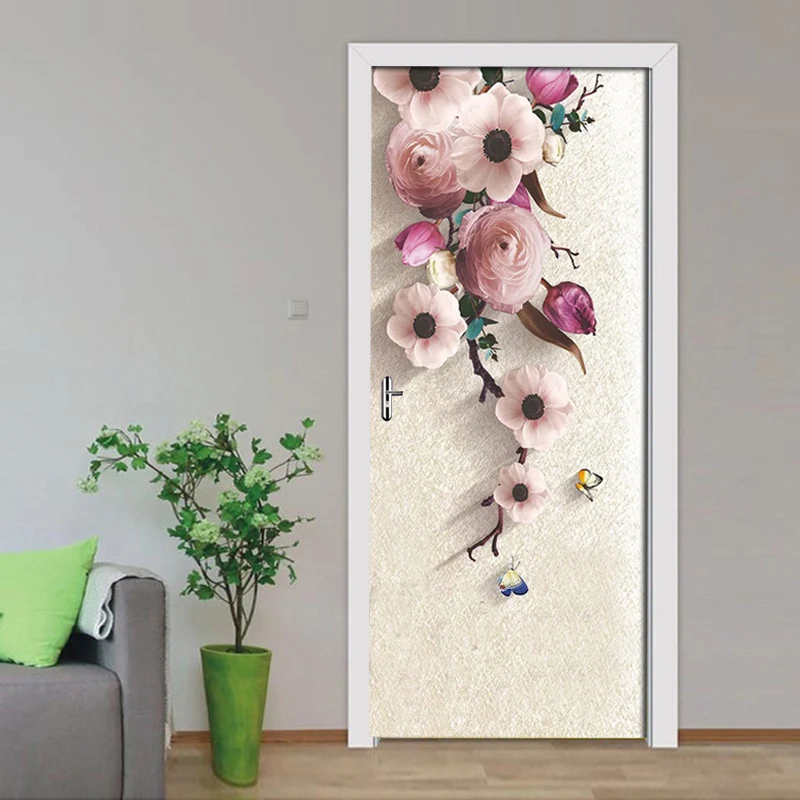 Новые наклейки на стену Настенная роспись 3D Шаг дверь наклейка цветок DIY самоклеющиеся водонепроницаемые обои плакат для печати Художественная Картина домашний декор