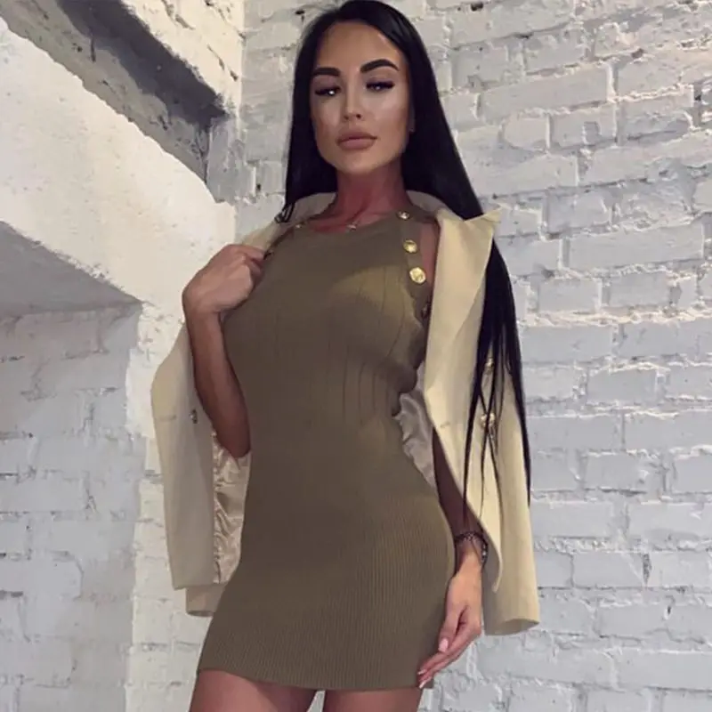 Army Green Adyce новое летнее сексуальное платье с бретелькой через шею для знаменитостей, вечерние платья для подиума, женское элегантное платье без рукавов, мини облегающее Клубное платье - Цвет: Army Green