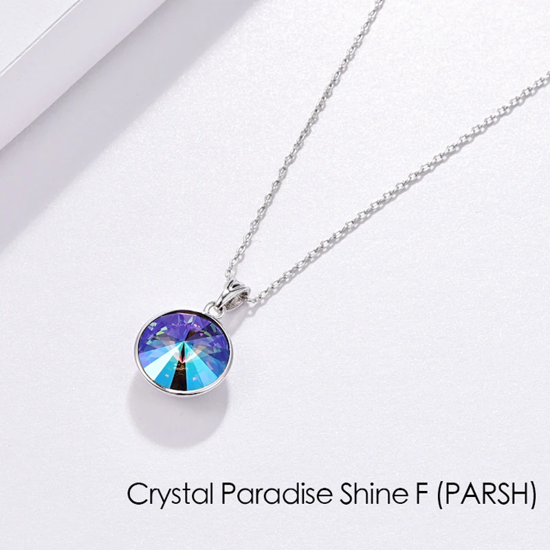 CRYSTAL-PARSH Ожерелье с кристаллами Swarovski, новая мода, круглый камень Bella RIVOLI, ожерелье с кулоном для женщин, элегантные вечерние ювелирные изделия на свадьбу - Окраска металла: CRYSTAL-PARSH