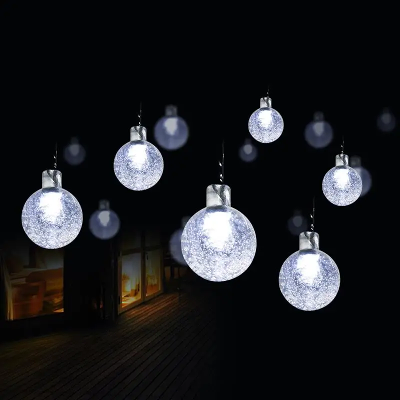 6 м 40LED хрустальный шар солнечный светильник s Рождественский Сказочный садовый светильник s для улицы дома газон патио вечерние(белый светильник