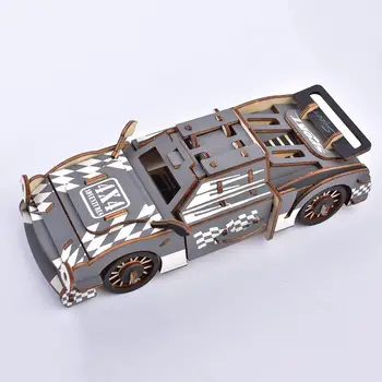 

Wooden 3D Sports Racing Car Puzzles DIY Assembly Model Educational Kids Toy improve hand-made ability problem-solving Xmas gifts