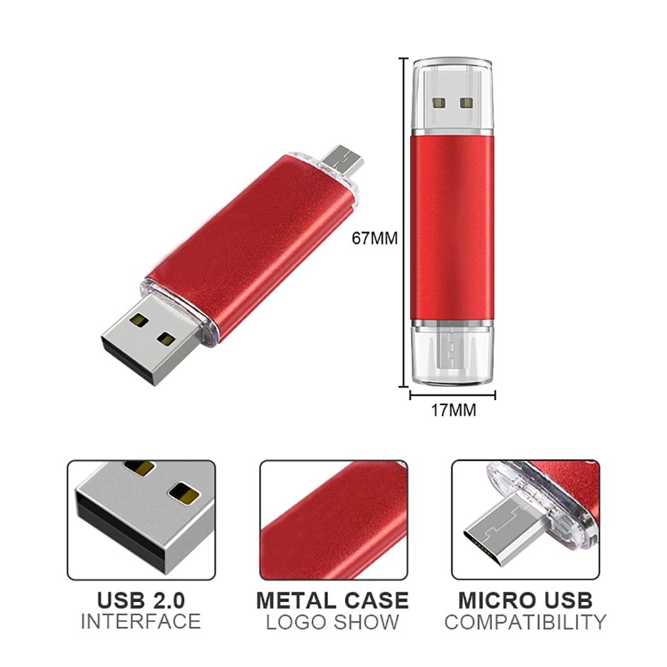 OTG usb флеш-накопитель 64 ГБ флеш-накопитель 128 ГБ 32 ГБ 16 ГБ USB флешка 8 ГБ 4 ГБ высокоскоростной OTG металлический флеш-накопитель для телефона/ПК