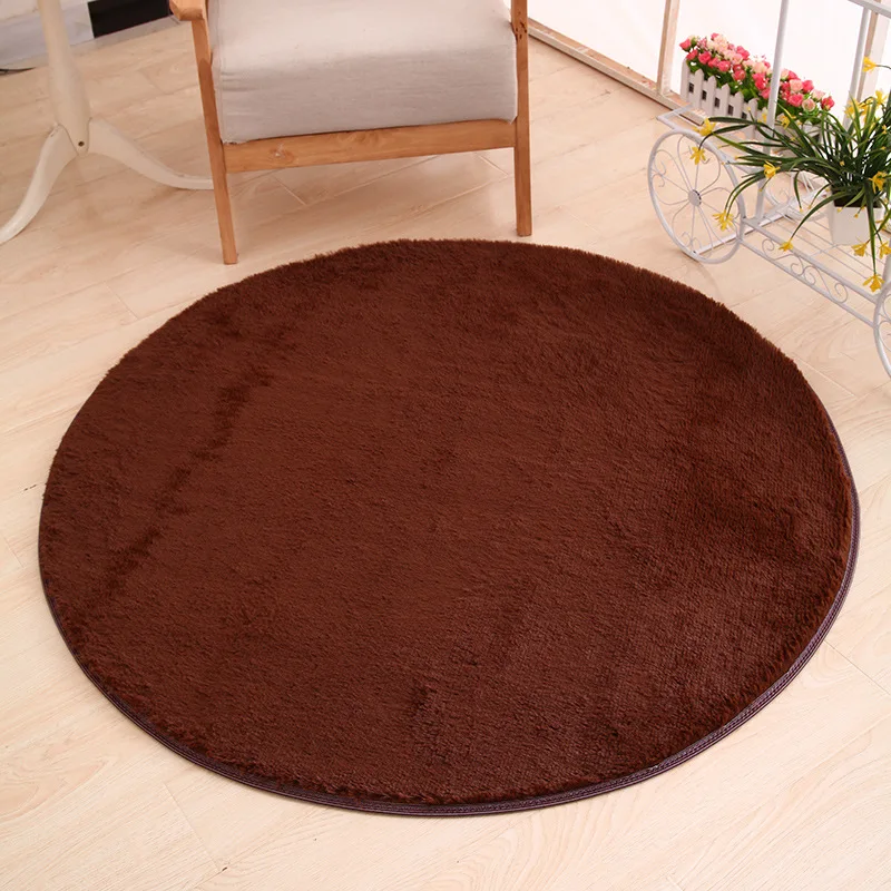 120 x 120cm Round Plush Carpet Soft Living Room Bedroom Rug Floor Mat Home Decor Short-haired Silky Plush Carpets Warm Mats - Цвет: coffee