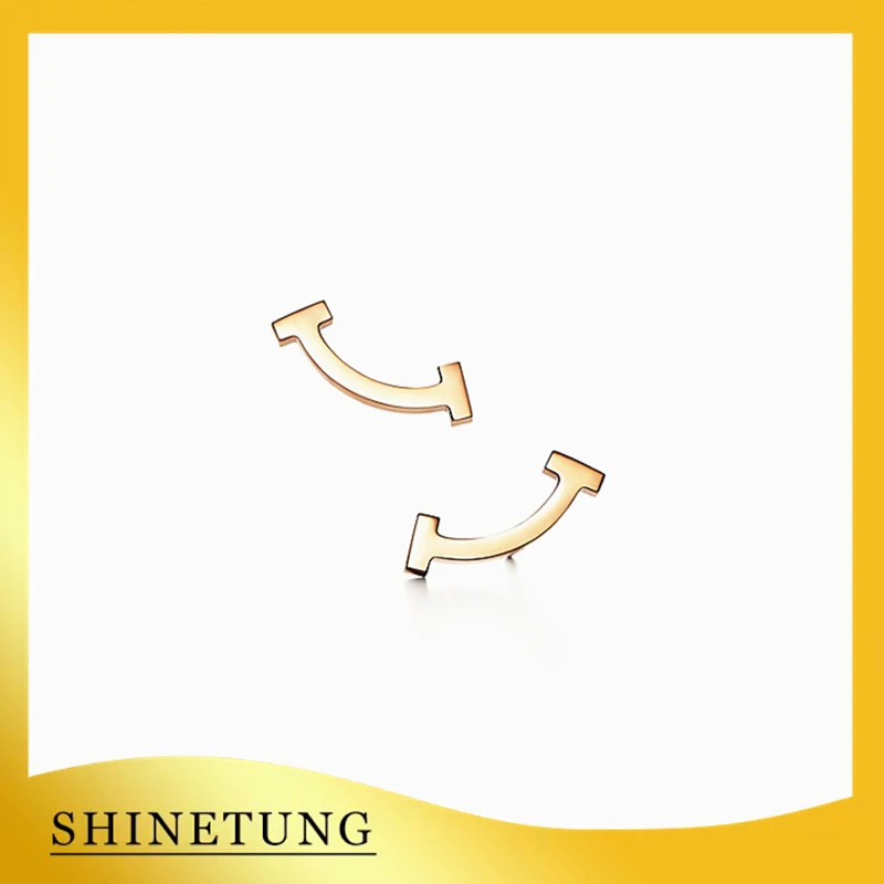 

1:1 Original Model S925 Sterling Silver Earrings Fashion Gold Color Smiling Face Series Earrings Ladies Jewelry Birthday Gift