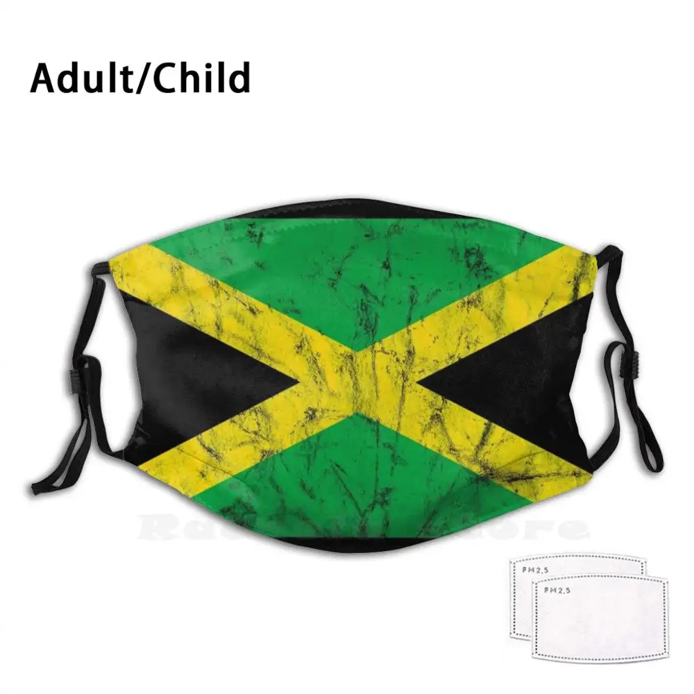 Моющаяся маска для лица с принтом флага Ямайки Пылезащитная фильтром японский