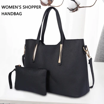 

2020 Designer Women's Shopper Handbag Large Leather Ladies Tote Shoulder Bag 2pcs/set