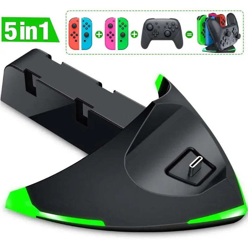

5 in 1 Charger Stand for Switch Pro Controller 4 Switch LED Incdicators 203A