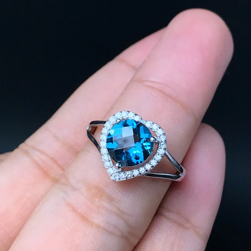 Изысканное женское серебряное кольцо с голубым топазом, натуральный камень, серебро 925 пробы, хороший цвет, подарок на день рождения, Овальный подарок на год