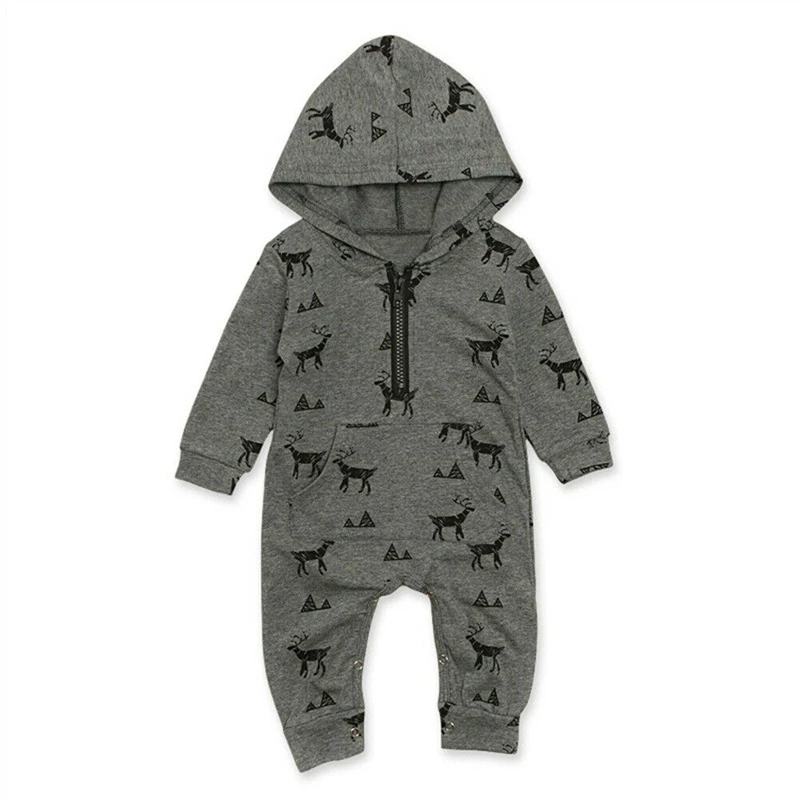 

Newborn Boy Clothes Hooded Baby Zip up Animal Printed Romper Kid Jumpsuit Fashion Autumn Spring Outfits Baby One-Piece