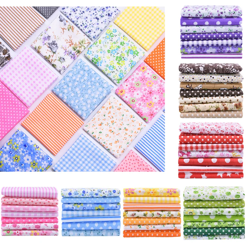 7pcs 25cm*25cm Mixed Style Fresh Floral Cloth 100% Cotton Fabric Patchwork Cloth DIY Handmade Sewing Doll Baby Toy Home Ornament