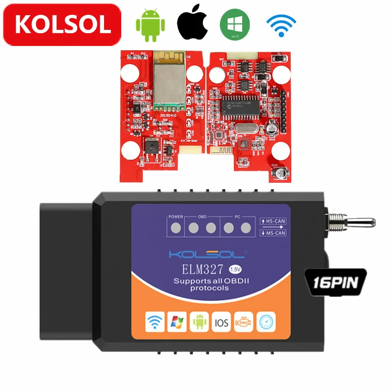 Беспроводной сканер кодов KOLSOL ELM327 для Ford ELMconfig CH340 + 25K80 чип ELM 327 V1.5 OBD2|usb elm327|elm327 ford