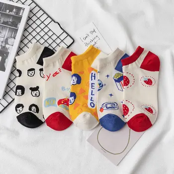 

Spring and summer new strawberry milk boat socks female Japanese creative lovely head socks casual cotton socks female trend