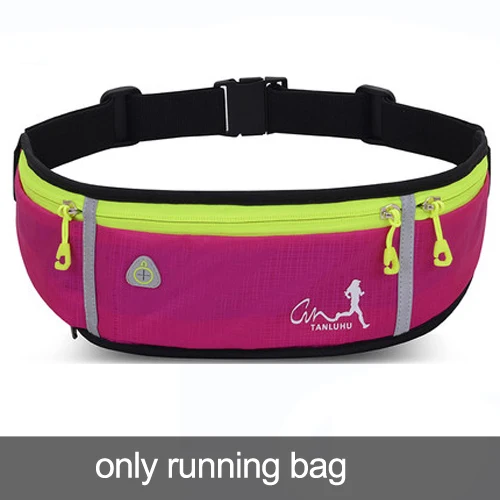 only pink bag Профессиональная сумка для бега на открытом воздухе, сумка для телефона, противоугонная сумка, пояс для бега, поясные сумки, водонепроницаемый ремень для мужчин и женщин, для спортзала, с бутылкой для воды - Цвет: only pink bag