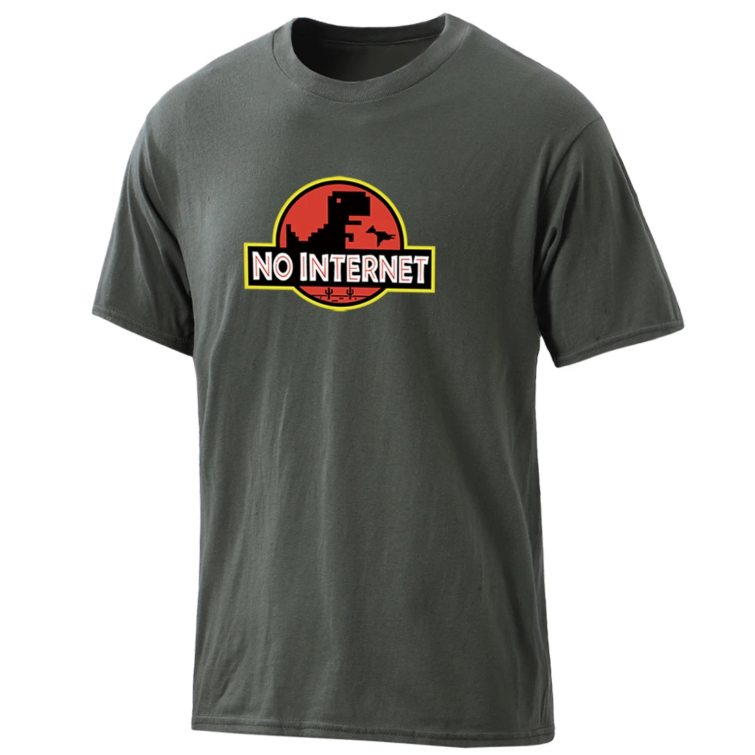

Summer T-shirt 2020 Mens No internet Dinosaur 100% Cotton T-shirts 2020 Fashion Hip Hop Tee shirts Leisure Clothing O-neck Tops