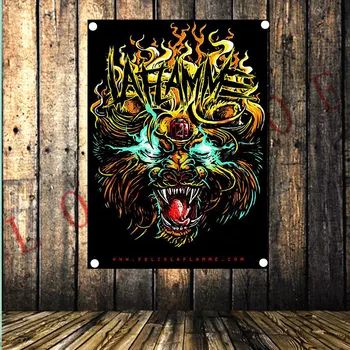 

Exaggerated tattoo manuscript Vintage Skull Flag Rock and Roll Music Poster Banner Wall Hanging Tapestry Bar Cafe Decor