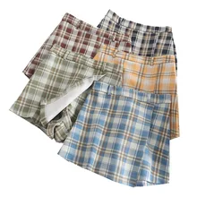 Summer Vintage Plaid Mini Skirt Women High Waist Mini Skirt Fashion Office Lady Party Zipper Skirts Casual A-Line Woman Skirts