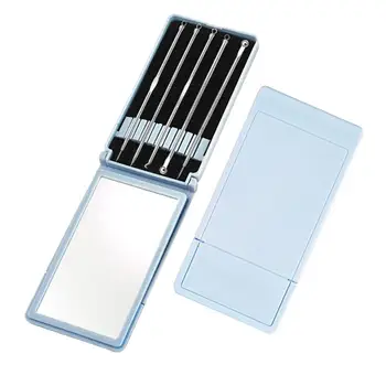 

5pcs Carbon Steel Comedone Remover Tools Comedone Extractor Tools Pimple Kit Face Skin Care Accessories with Mirror for Salon