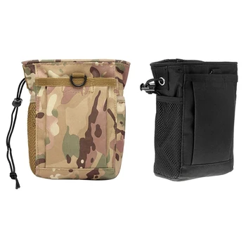 

2pcs Hunting Magazine Dump Drop Pouch Recycle Waist Pack Ammo Bags Hunting Accessories Bag - Black & Cp camouflage