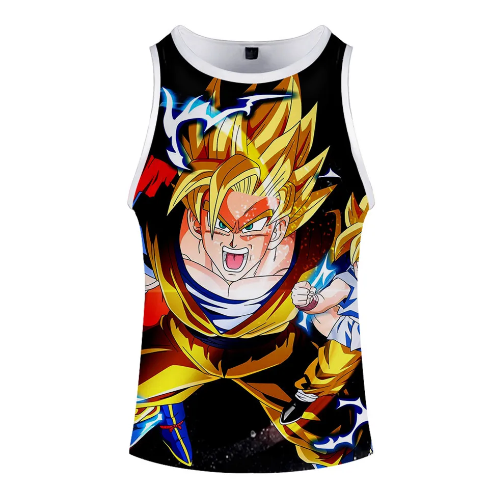Dragon Ball Z Goku, 3d принт, майка для спортзала, Мужская модная футболка без рукавов для фитнеса, аниме, майка для бодибилдинга, топы, Летний жилет