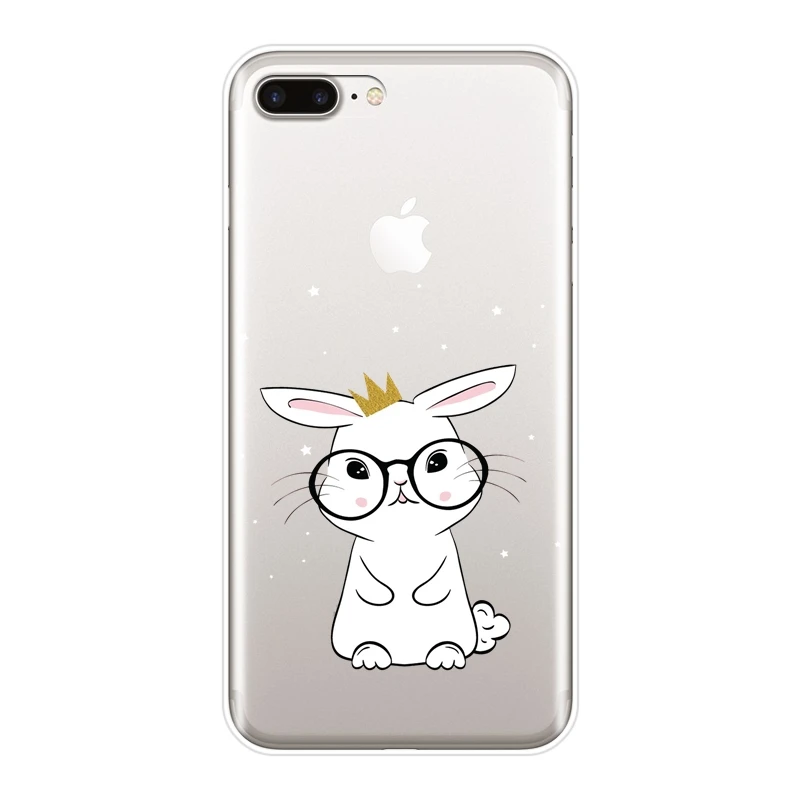 Coque arrière en Silicone souple pour Apple iPhone, compatible modèles 6 S, 6 S, 7, 8, X, XR, XS Max, lapin de pâques, Kawaii